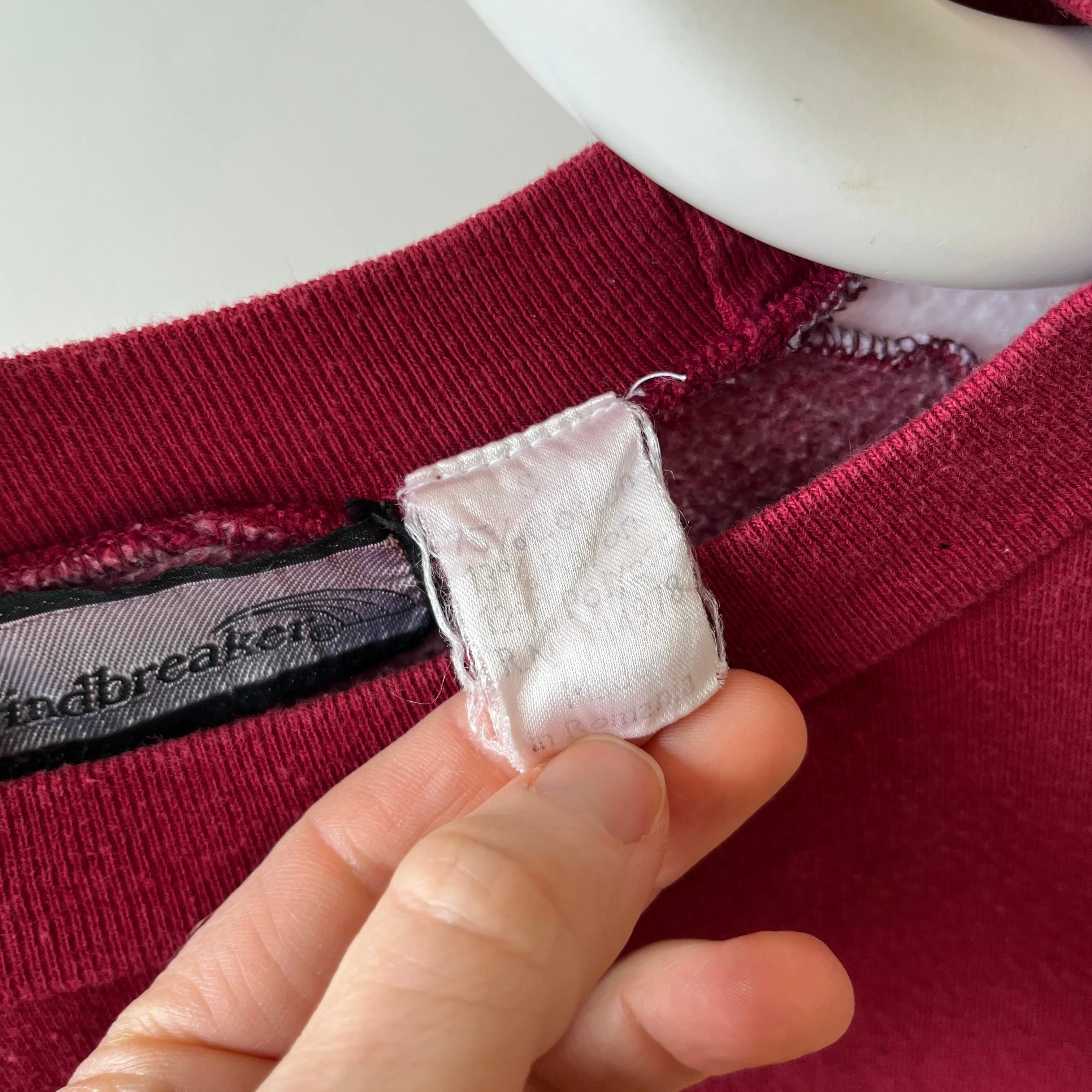 1970s Two Tone Burgundy and White Sweatshirt with  Pockets - Made in Romania (IYKYK)