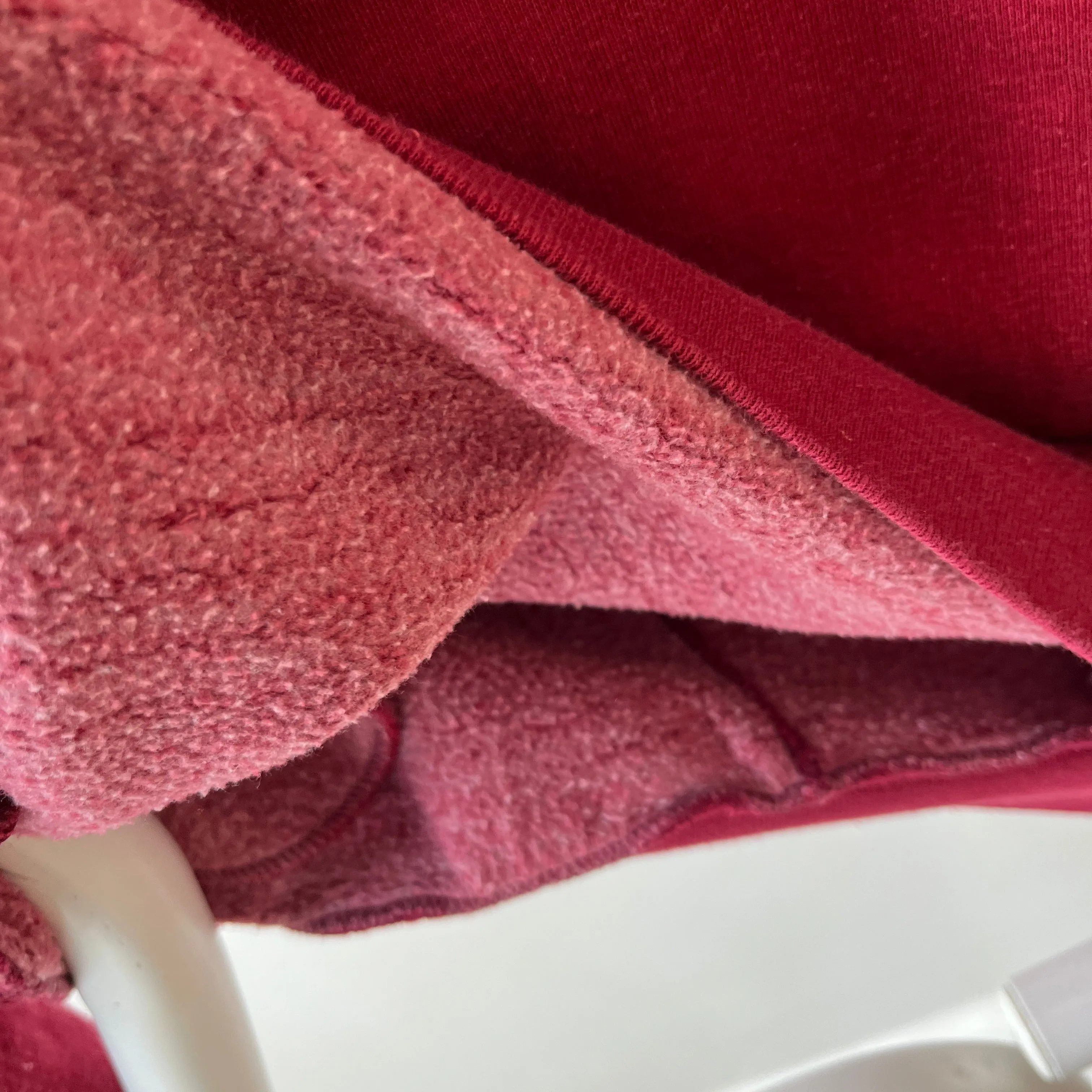 1970s Two Tone Burgundy and White Sweatshirt with  Pockets - Made in Romania (IYKYK)