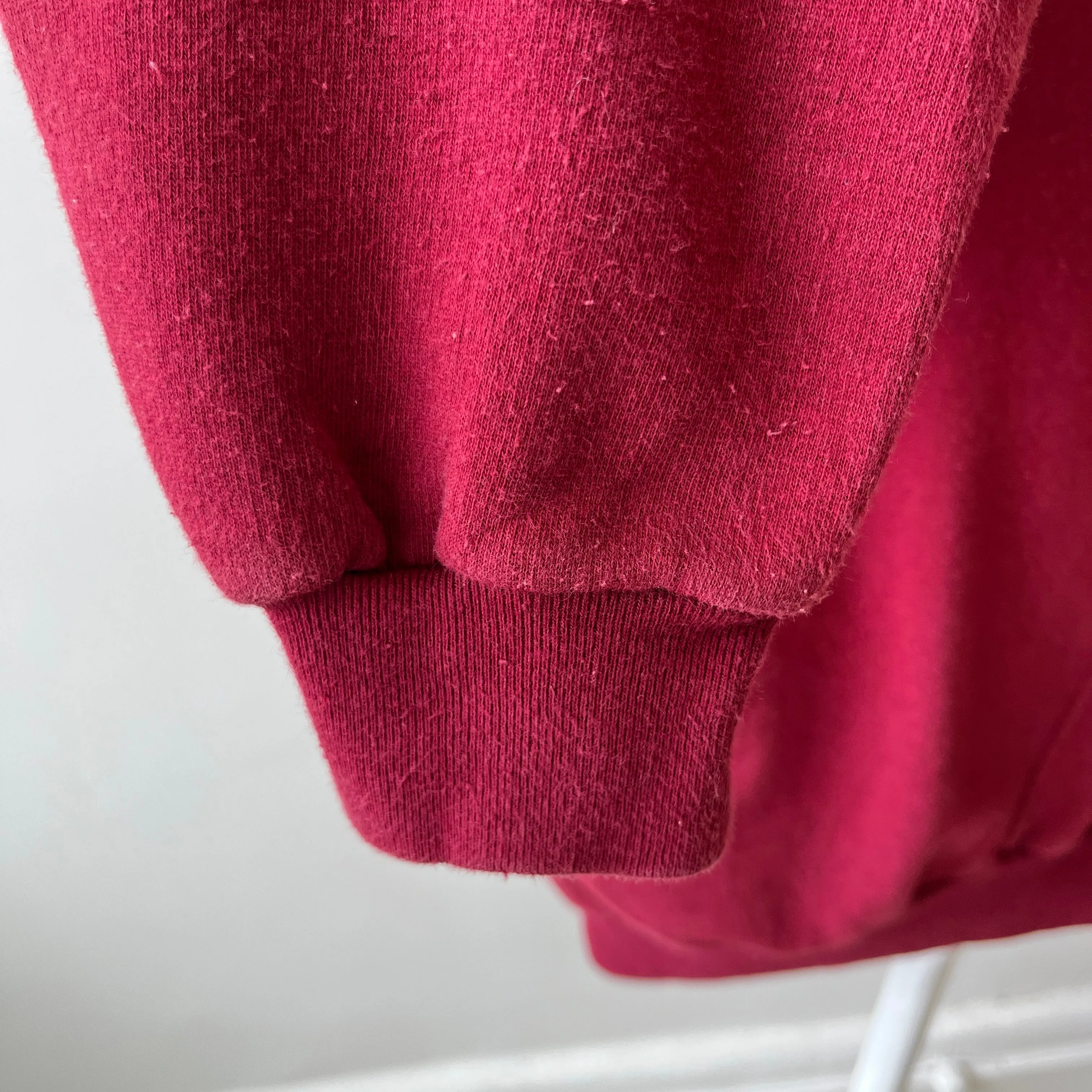 1970s Two Tone Burgundy and White Sweatshirt with  Pockets - Made in Romania (IYKYK)