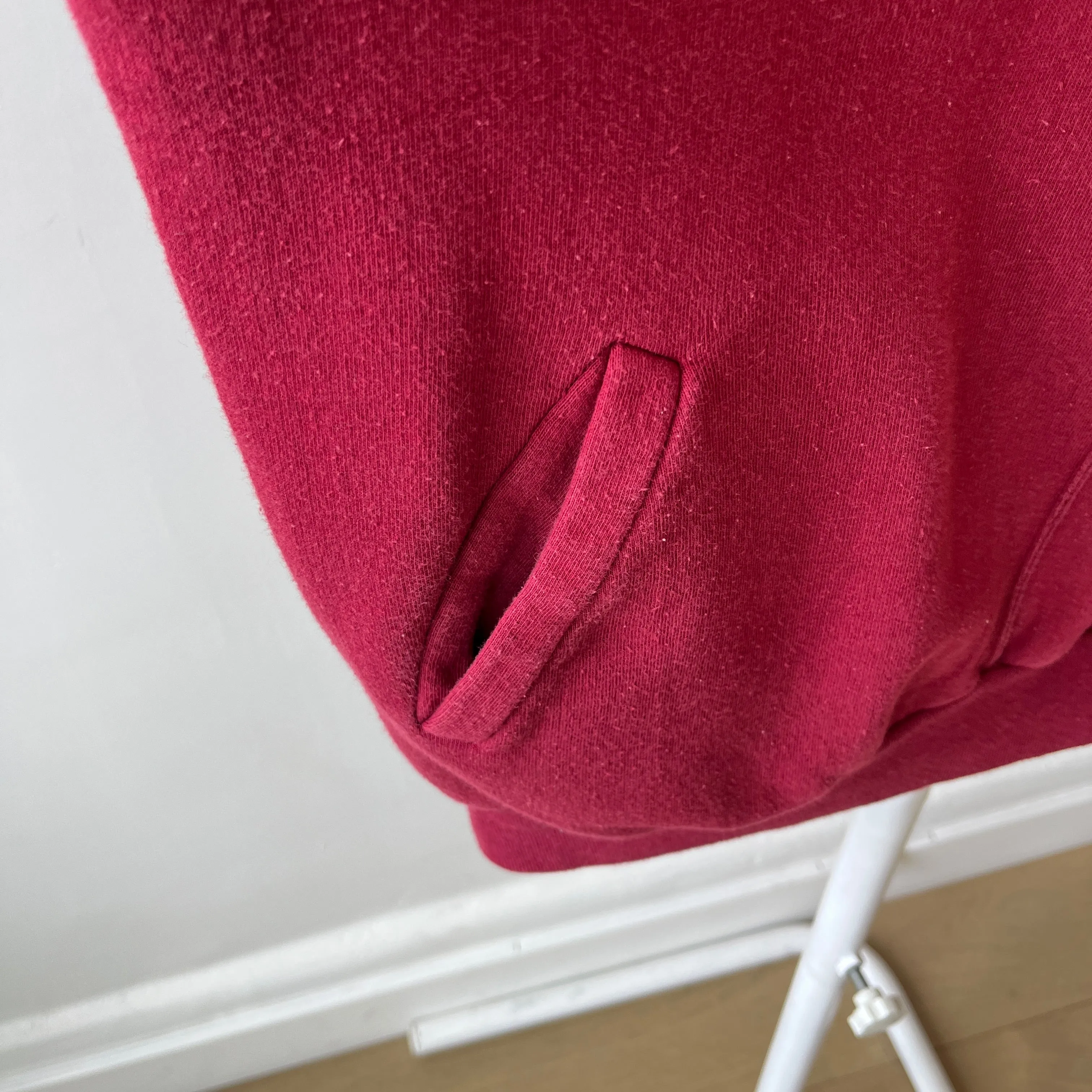 1970s Two Tone Burgundy and White Sweatshirt with  Pockets - Made in Romania (IYKYK)