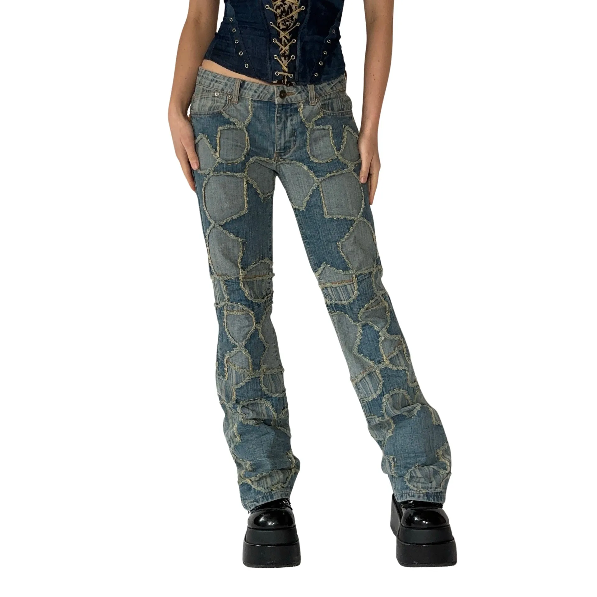 2000s Patchwork Jeans (S/M)