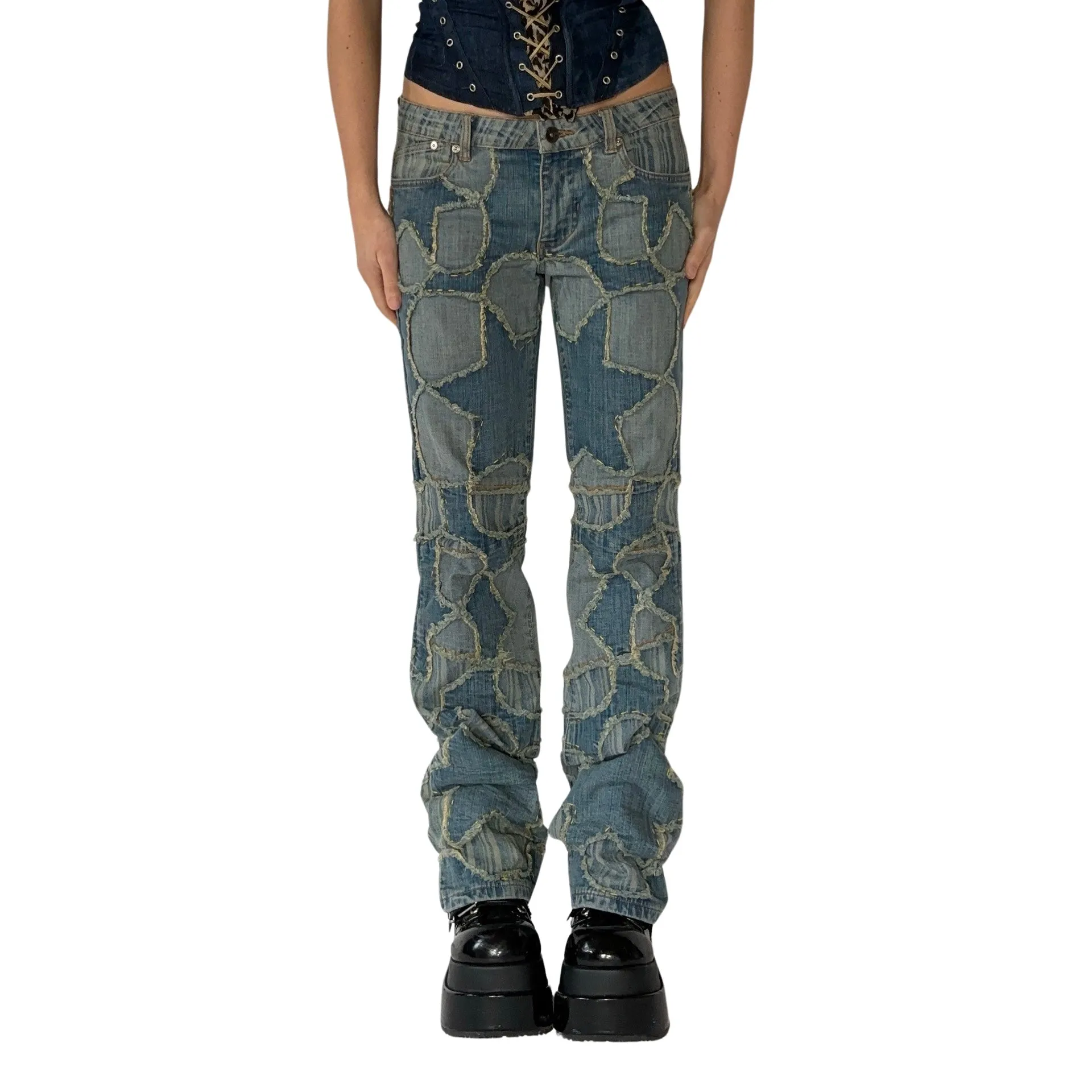 2000s Patchwork Jeans (S/M)