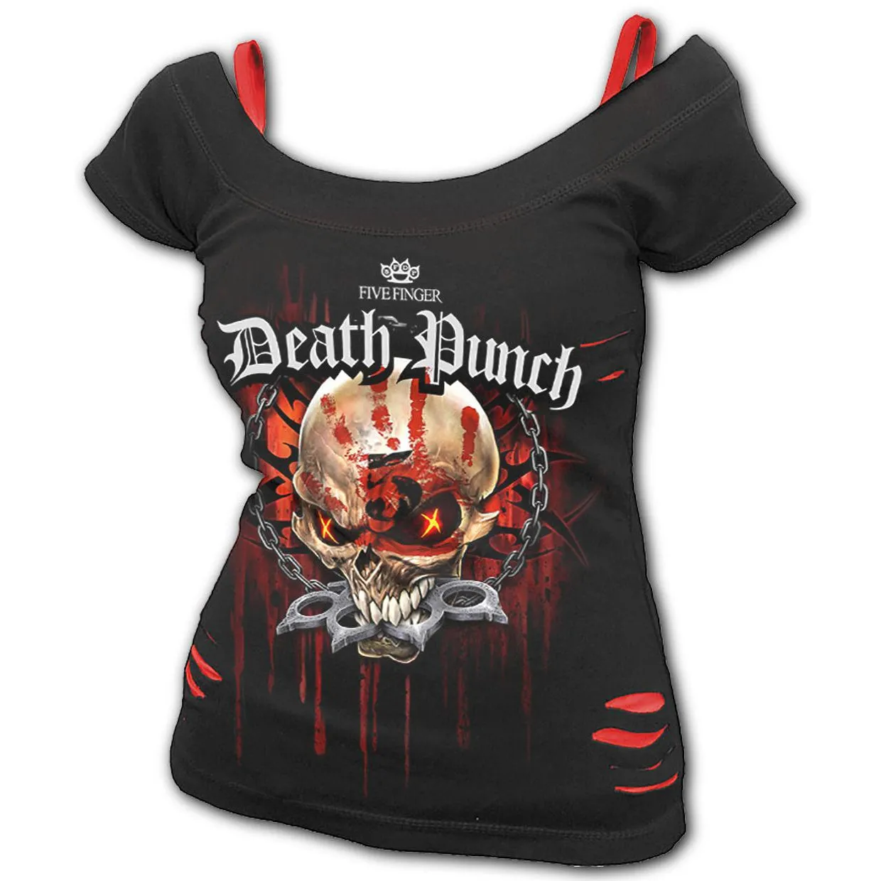 5FDP Assassin 2 in 1 Red Ripped Womens Top