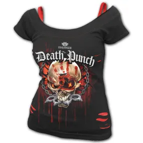 5FDP Assassin 2 in 1 Red Ripped Womens Top