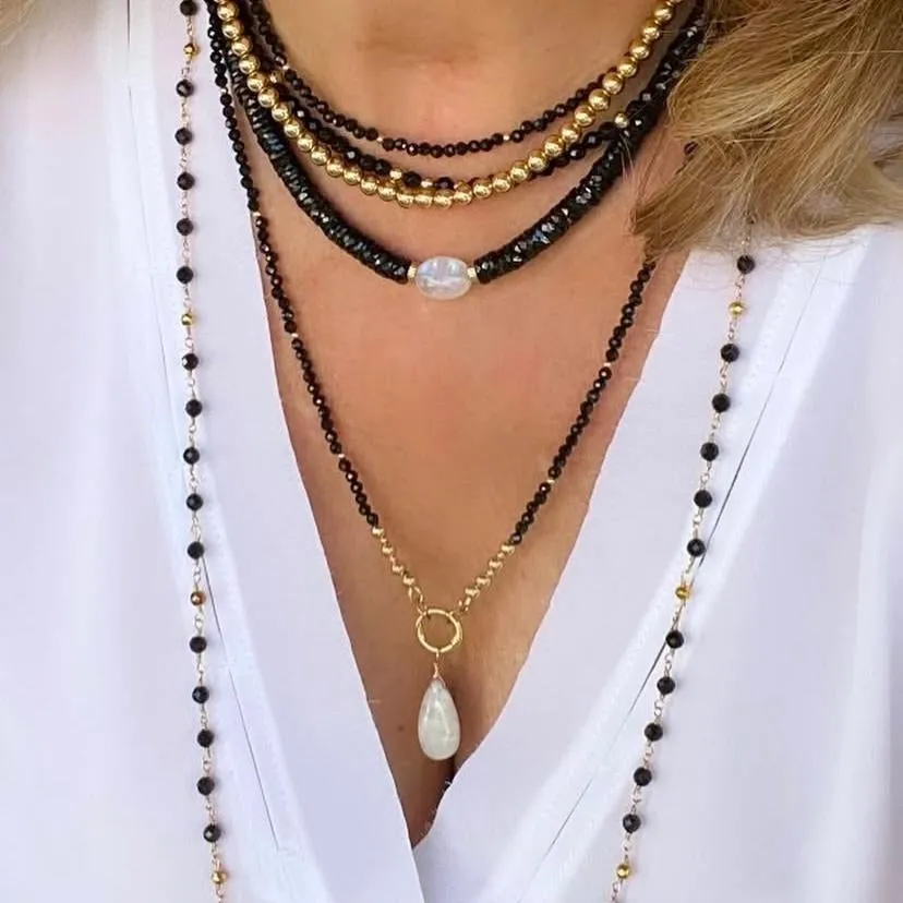 Black Spinel Necklace - Cleo