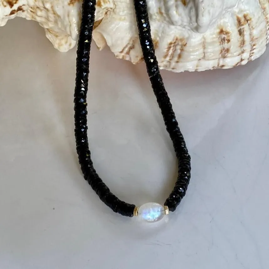 Black Spinel Necklace - Cleo