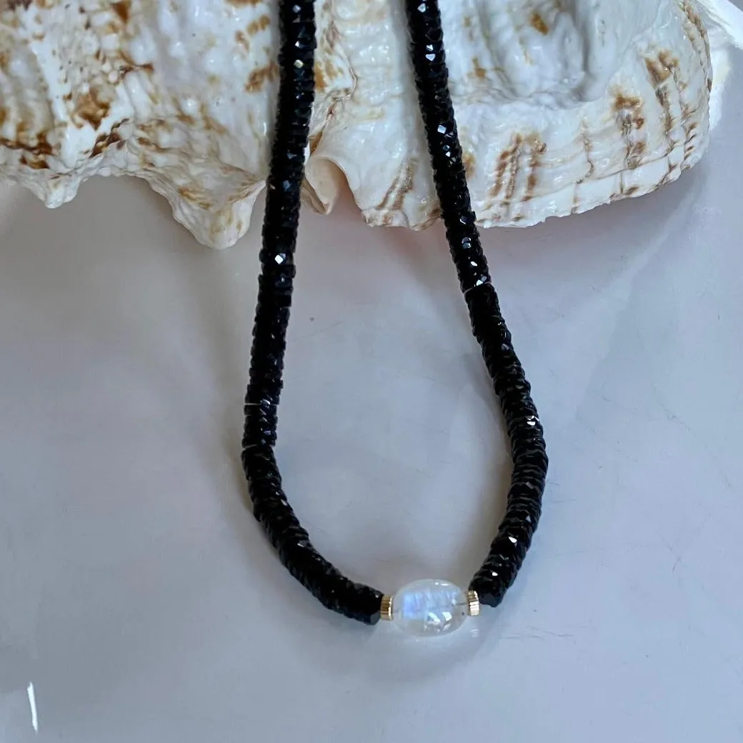 Black Spinel Necklace - Cleo
