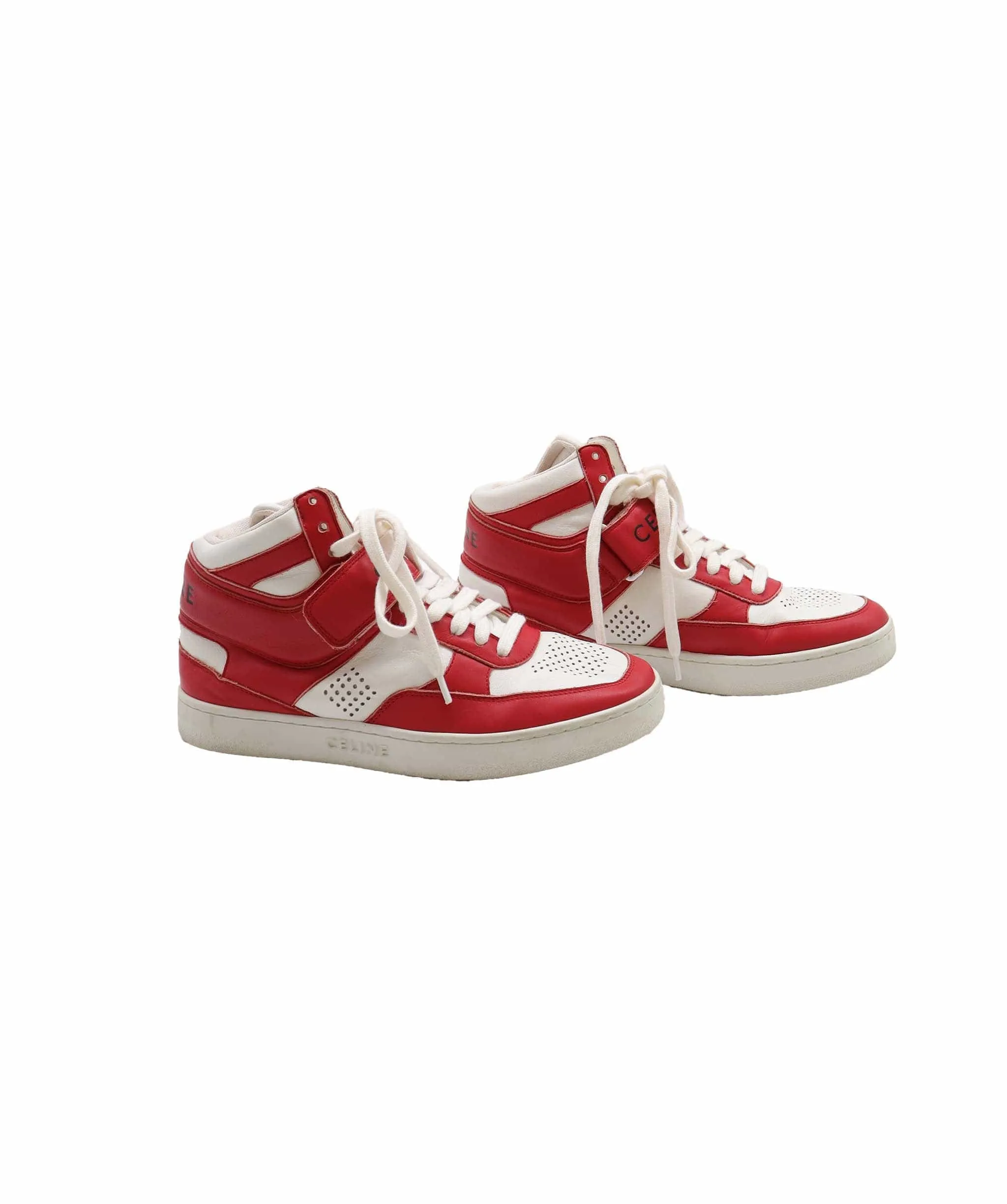 Celine Red & White High Top Sneakers Size 38 AGC2055