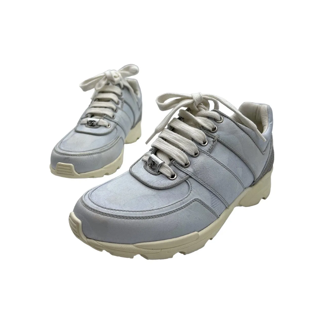 Chanel CC Low-Top Sneakers Sky Blue Sz 37