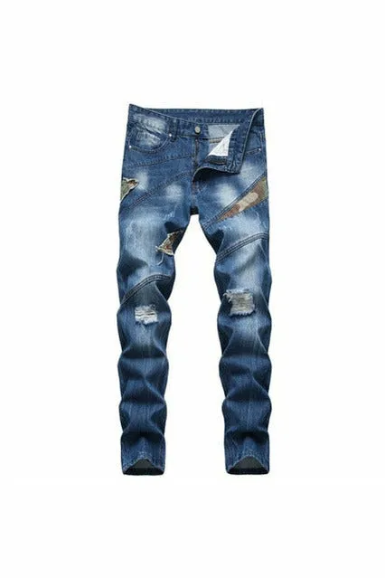 Cotton Ripped Hole Jeans