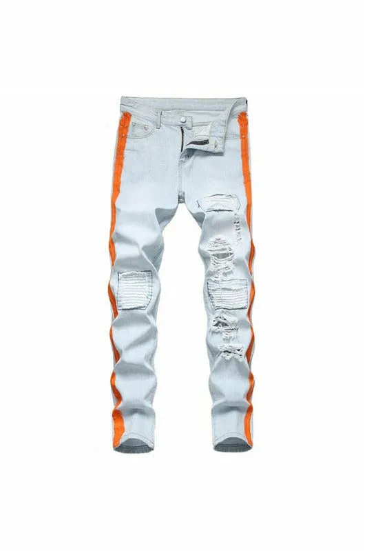 Cotton Ripped Hole Jeans