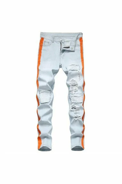 Cotton Ripped Hole Jeans