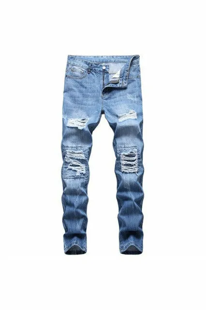 Cotton Ripped Hole Jeans