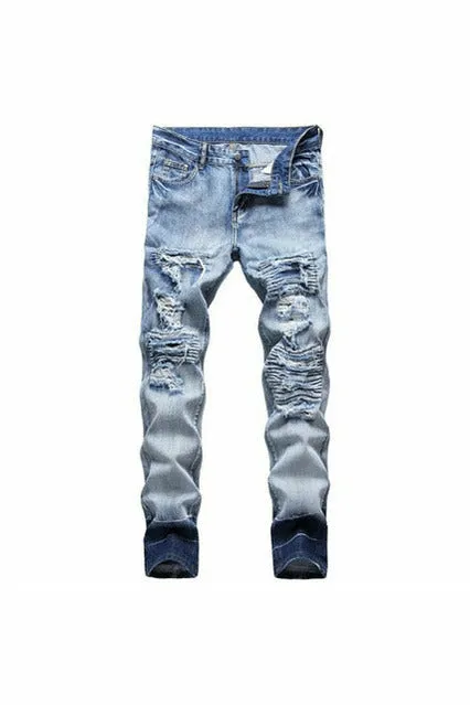 Cotton Ripped Hole Jeans