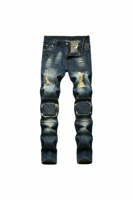Cotton Ripped Hole Jeans