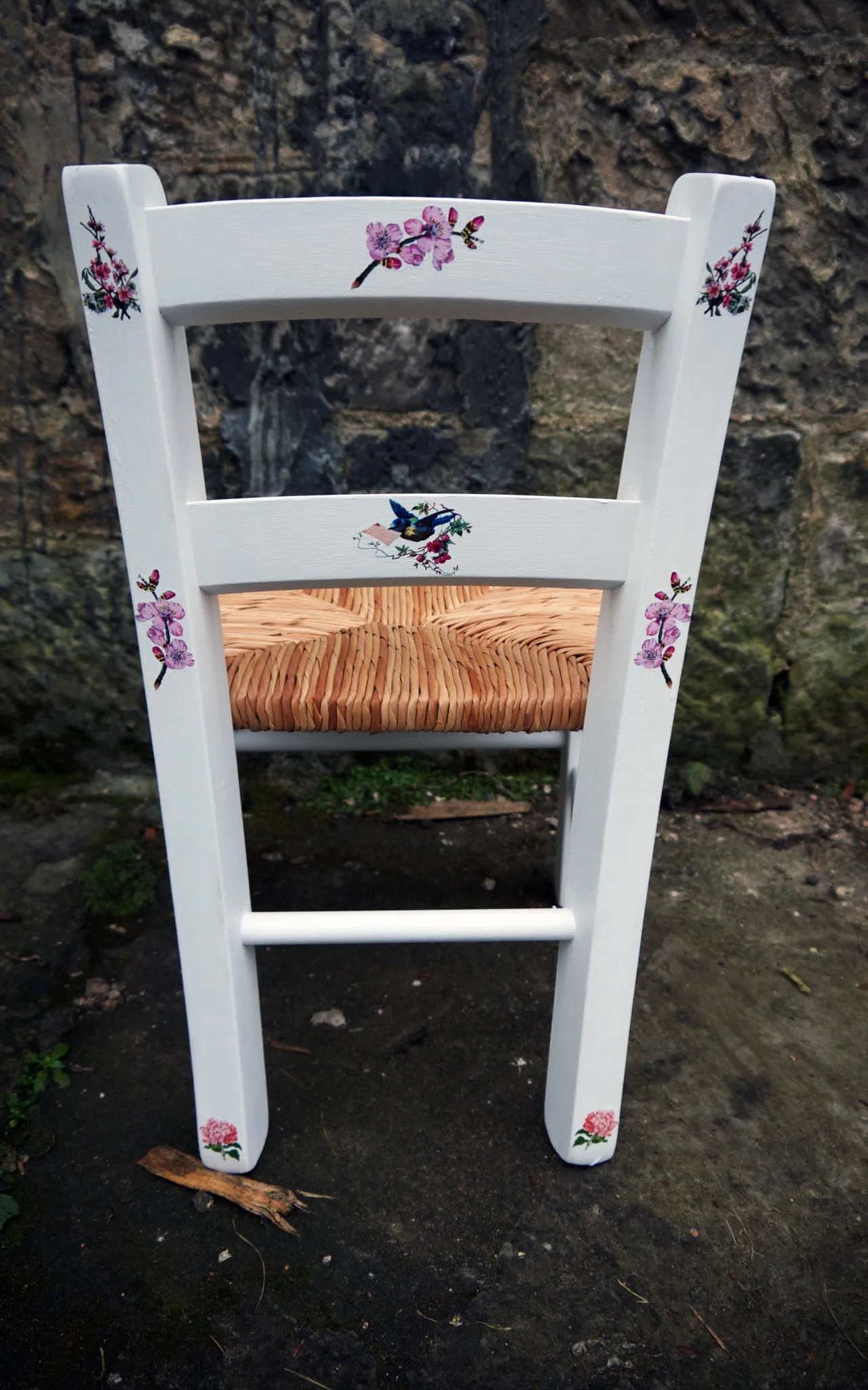 Custom Listing for Marina personalised rush seat child's chair with flowers design
