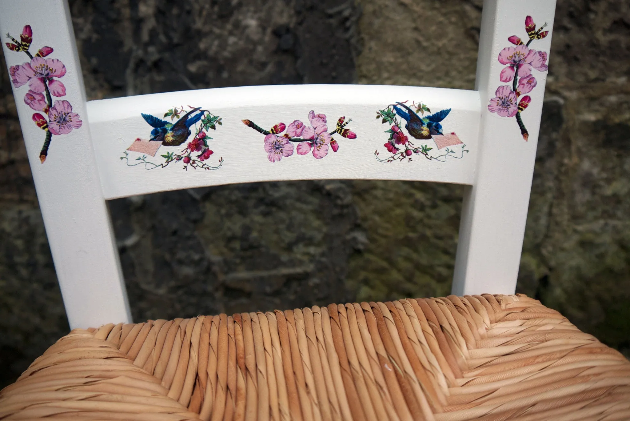 Custom Listing for Marina personalised rush seat child's chair with flowers design