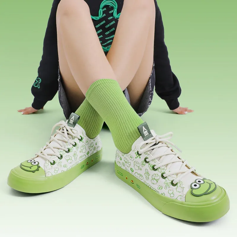 Cute Cartoon Crocodile Print Canvas Shoes