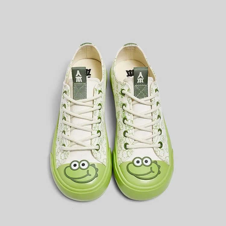 Cute Cartoon Crocodile Print Canvas Shoes