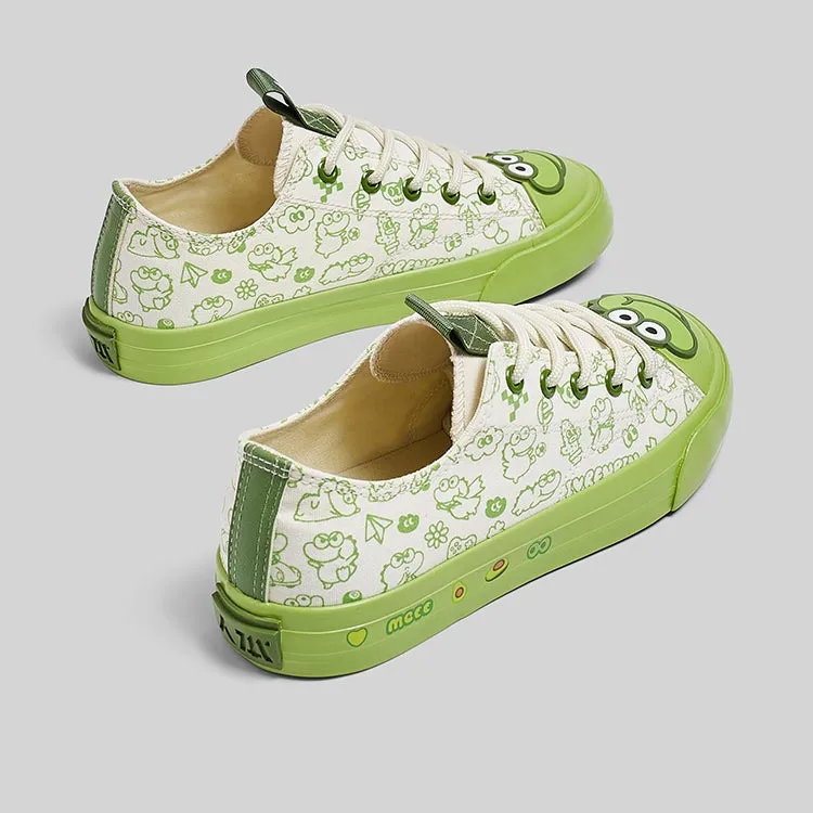 Cute Cartoon Crocodile Print Canvas Shoes