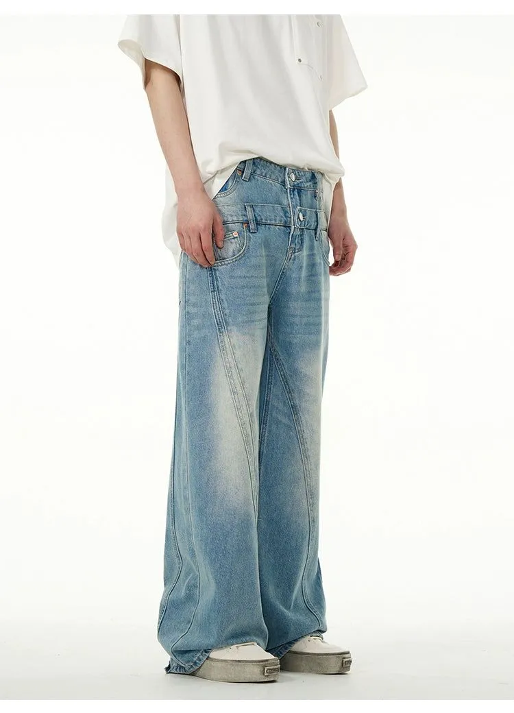 Faded Double-Waist Jeans