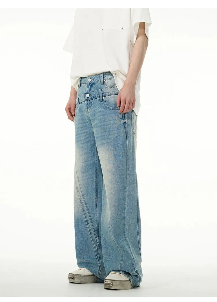Faded Double-Waist Jeans