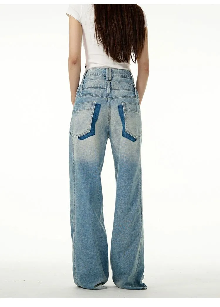 Faded Double-Waist Jeans
