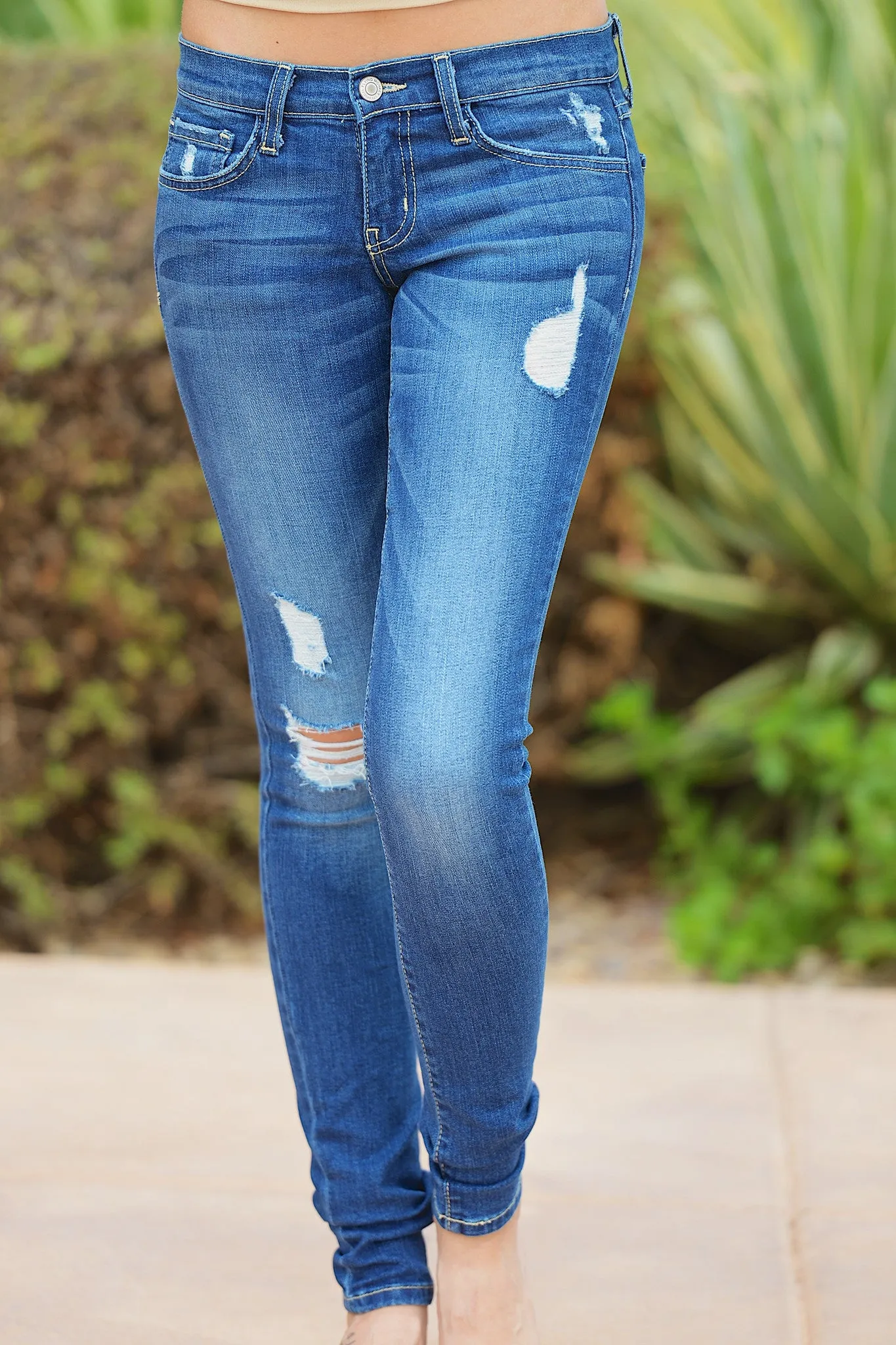 FLYING MONKEY Vintage Skinny Jeans - Medium Wash