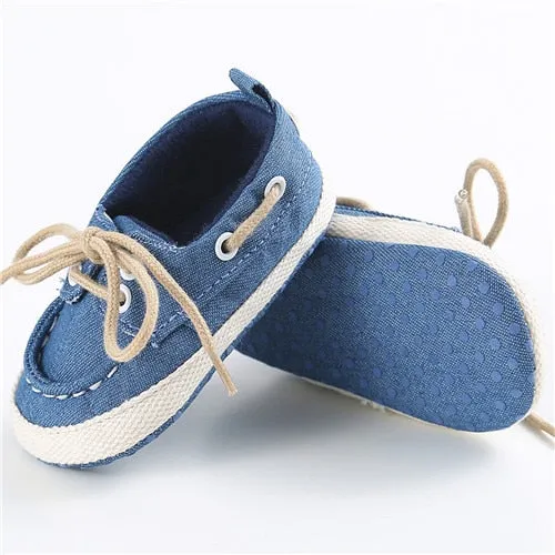 Infants Baby Boys Girls Soft Soled Crib Shoes Laces Up Canvas Sneaker First Walkers 0-12Month