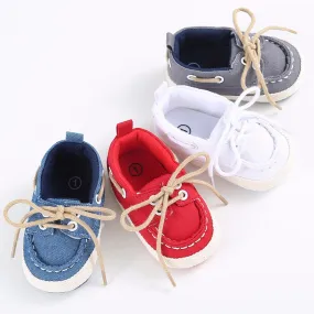 Infants Baby Boys Girls Soft Soled Crib Shoes Laces Up Canvas Sneaker First Walkers 0-12Month