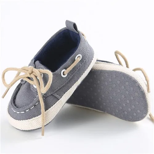 Infants Baby Boys Girls Soft Soled Crib Shoes Laces Up Canvas Sneaker First Walkers 0-12Month