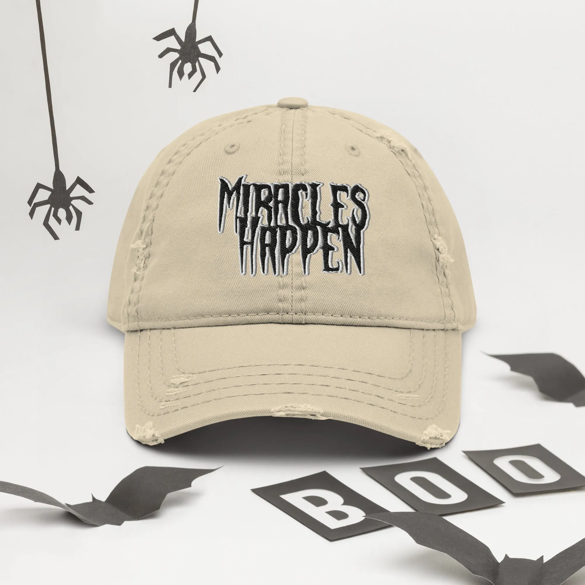 Miracles Happen Silent Power Distressed Dad Hat