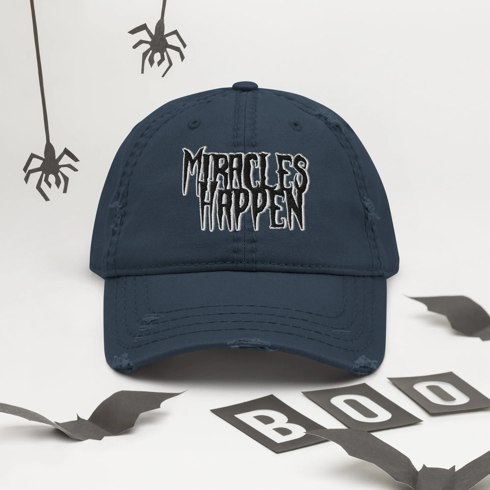 Miracles Happen Silent Power Distressed Dad Hat