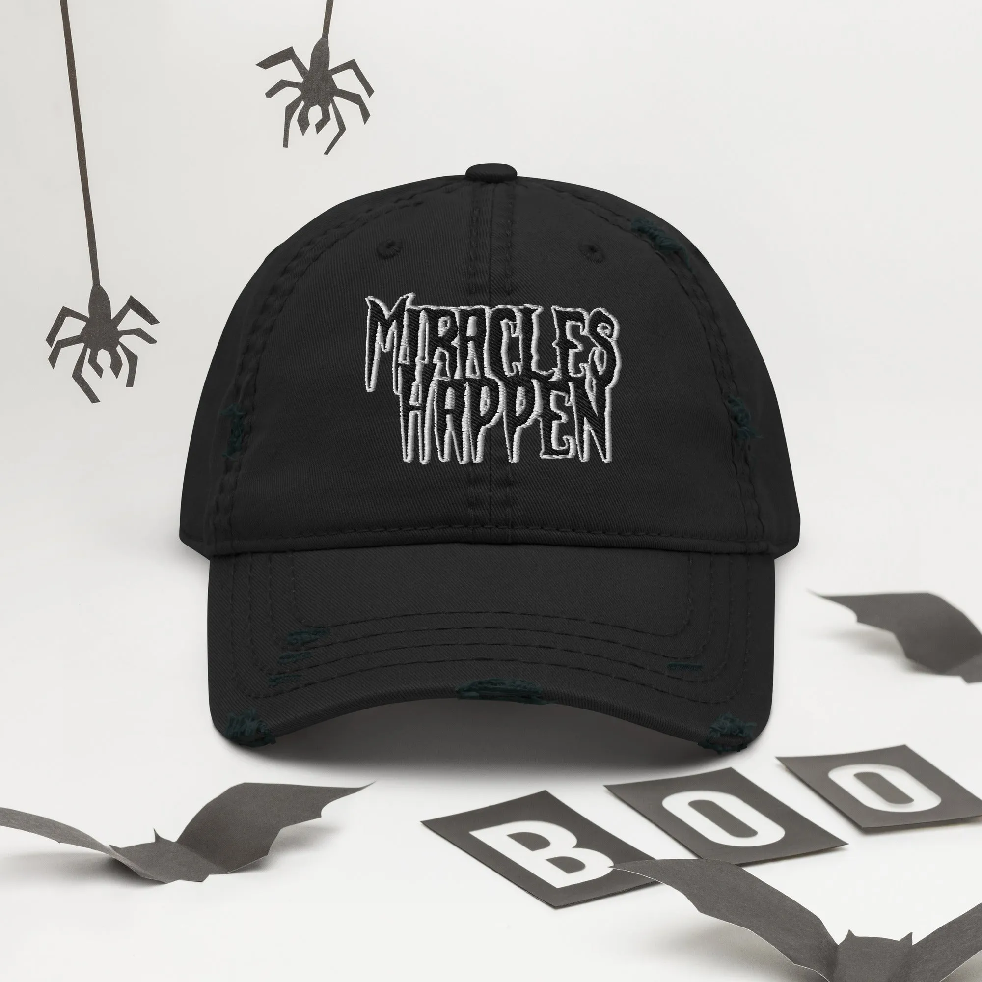 Miracles Happen Silent Power Distressed Dad Hat
