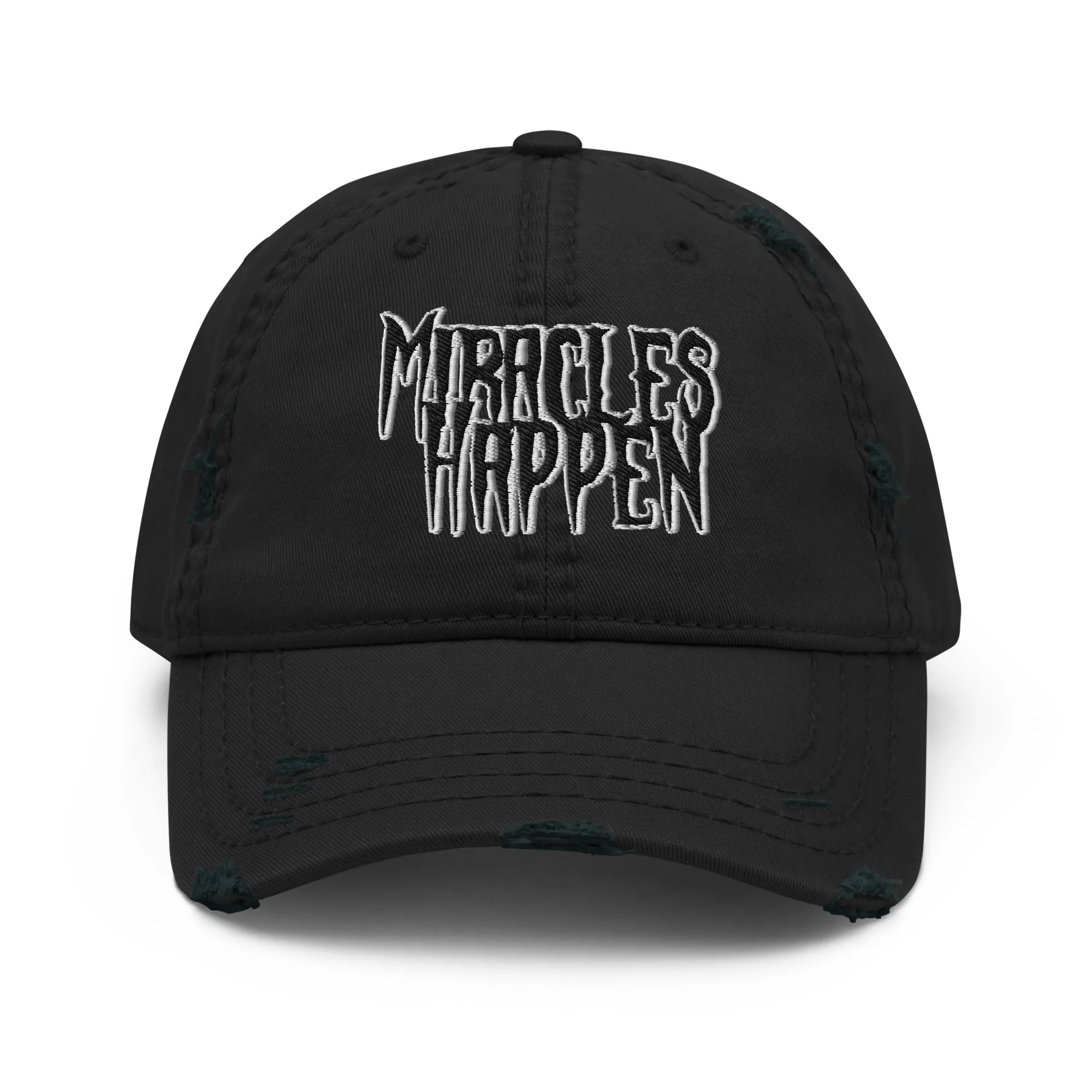 Miracles Happen Silent Power Distressed Dad Hat