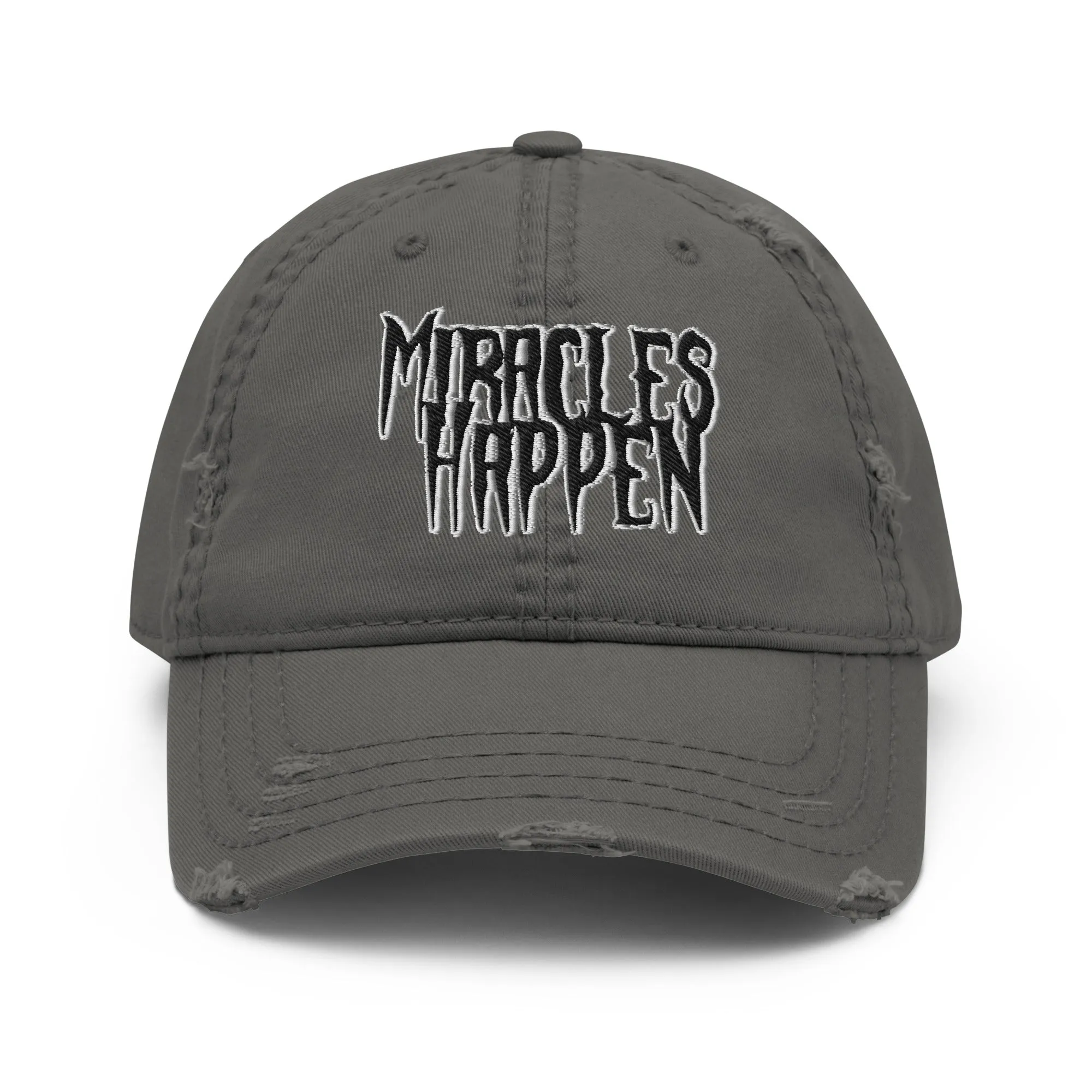 Miracles Happen Silent Power Distressed Dad Hat