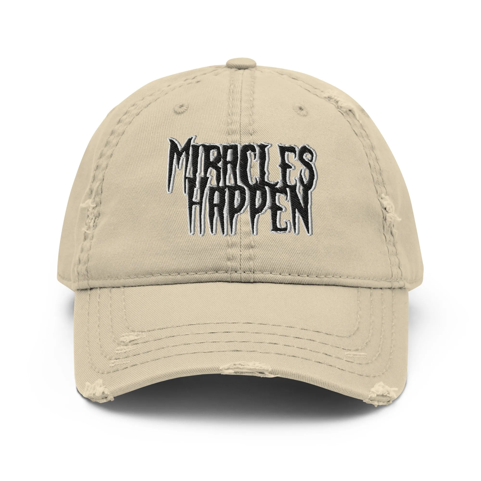 Miracles Happen Silent Power Distressed Dad Hat