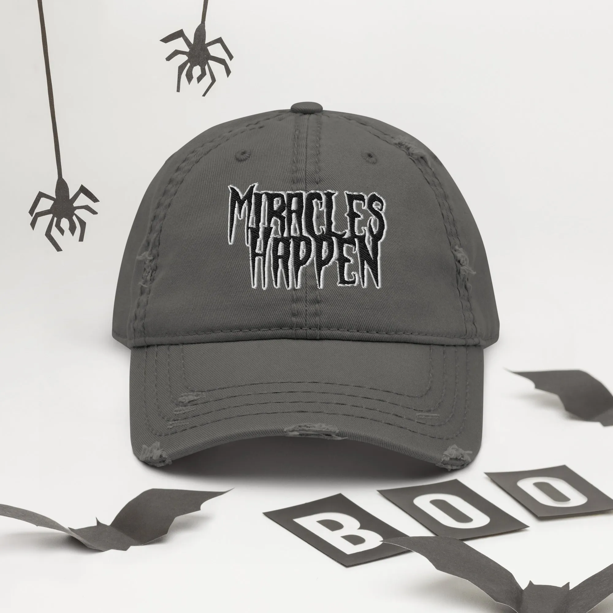 Miracles Happen Silent Power Distressed Dad Hat