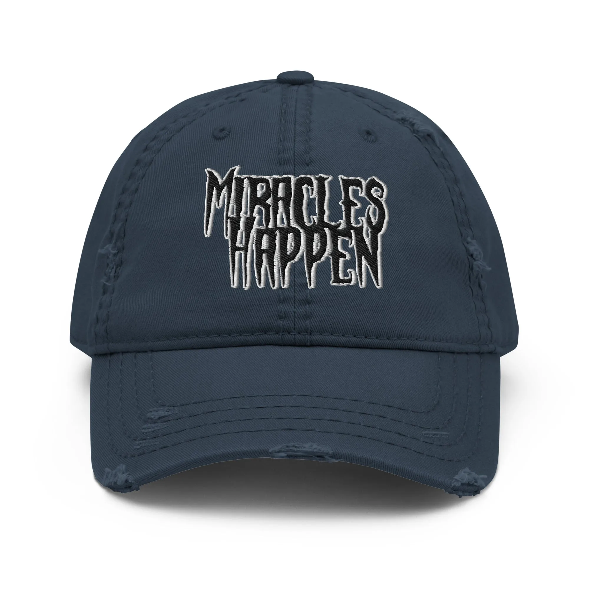 Miracles Happen Silent Power Distressed Dad Hat