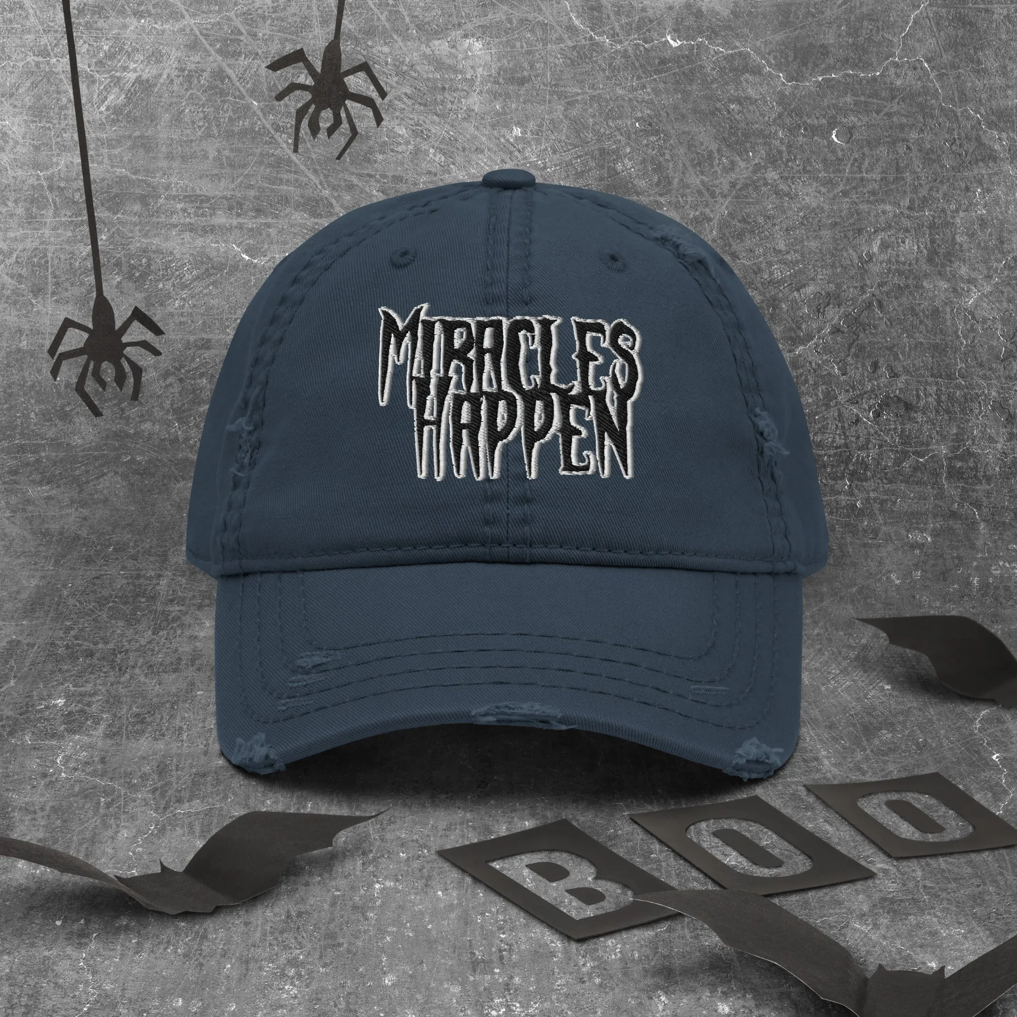 Miracles Happen Silent Power Distressed Dad Hat