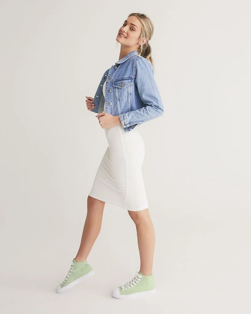 Pale Pastel Warm Green Women's High-top Canvas Sneakers | Women's | Bright Pale Pastel Warm Green | C15M0Y30K0