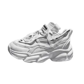 PU Chunky Round Toe Lace Up Sneakers