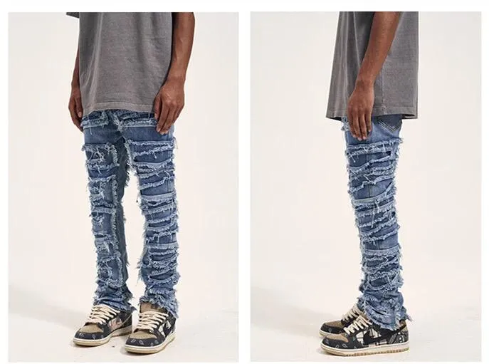 Ripped patch jeans men's 4XL S4794577
