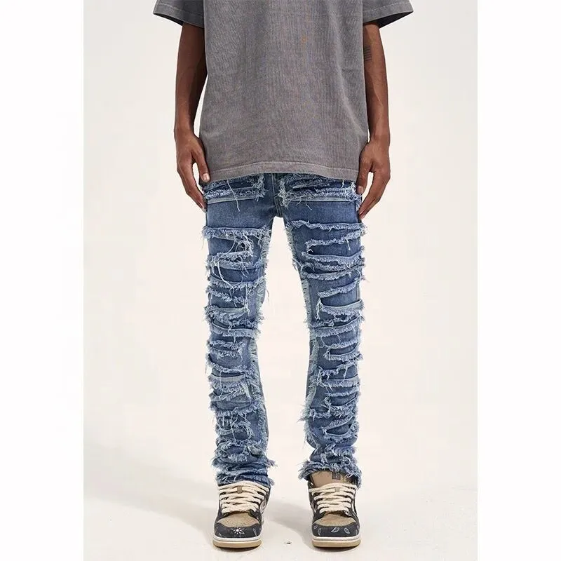 Ripped patch jeans men's 4XL S4794577