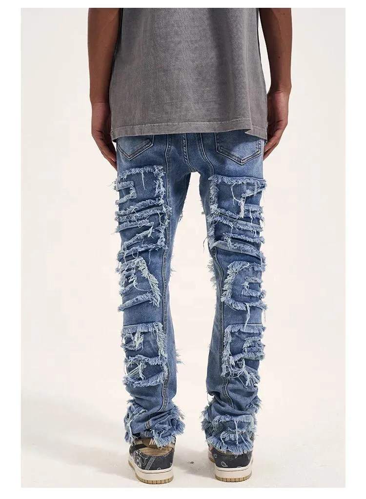 Ripped patch jeans men's 4XL S4794577