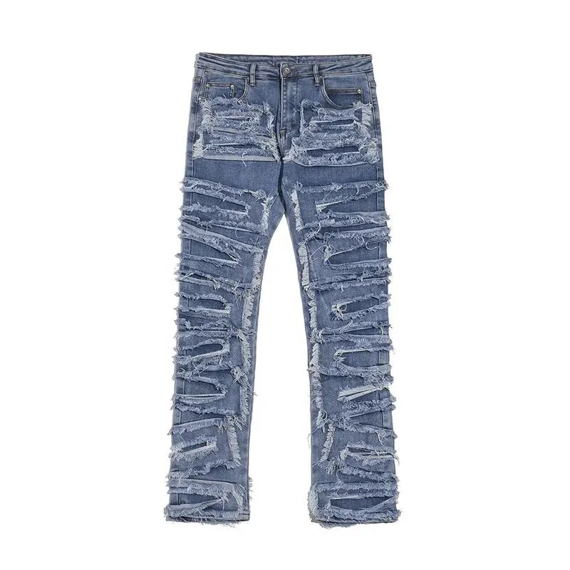 Ripped patch jeans men's 4XL S4794577