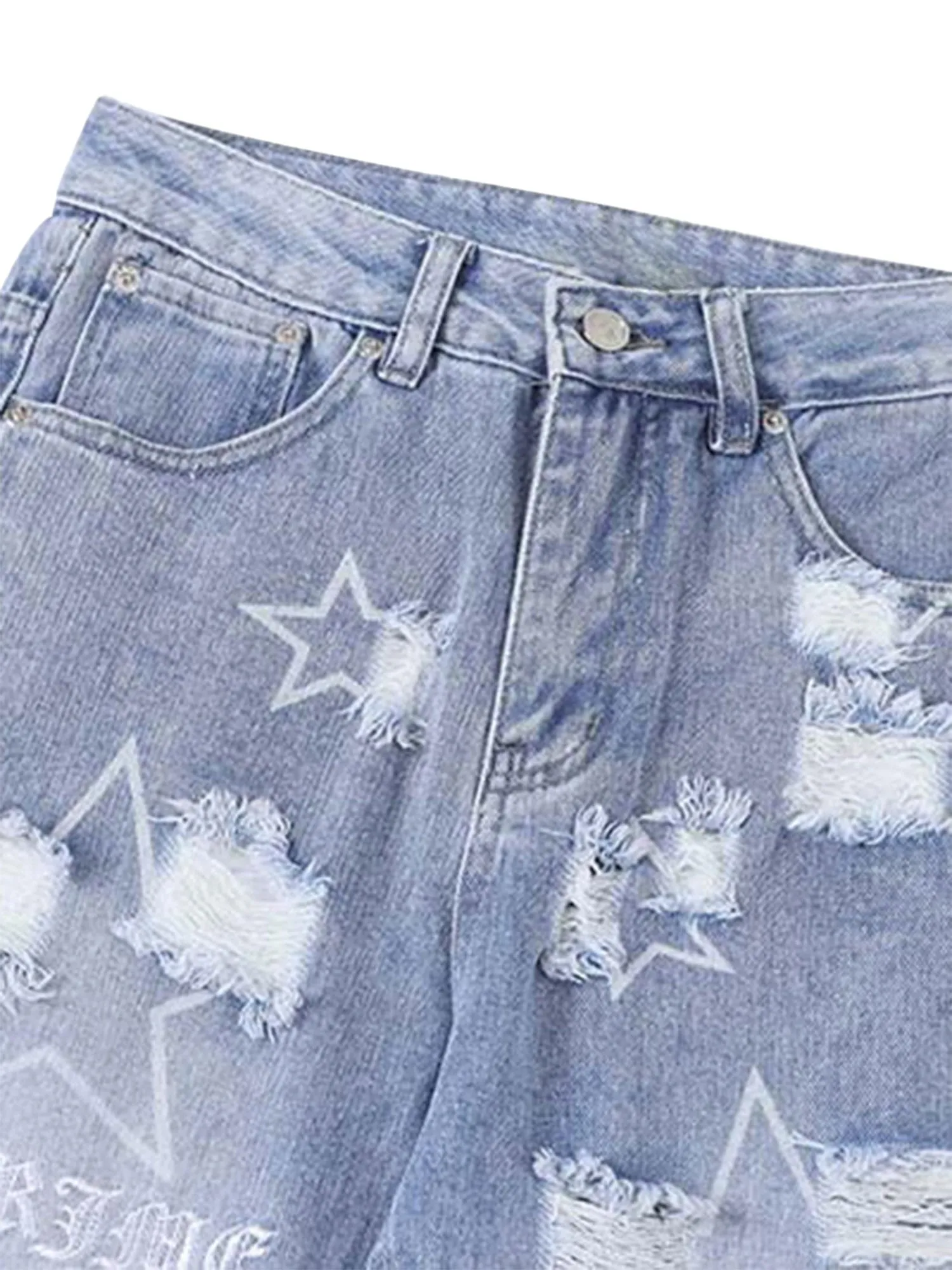 Sneakerhill Star Print Ripped Jeans - 1741