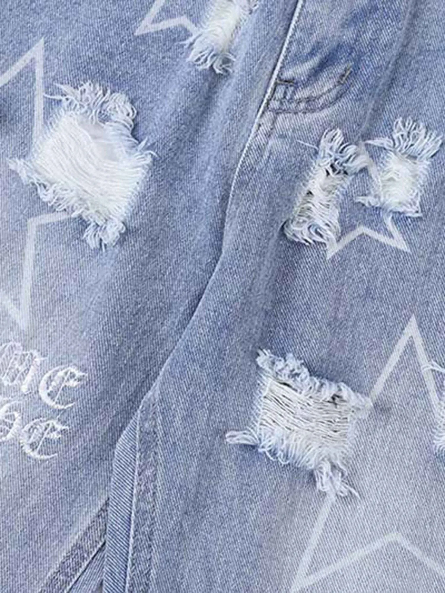 Sneakerhill Star Print Ripped Jeans - 1741