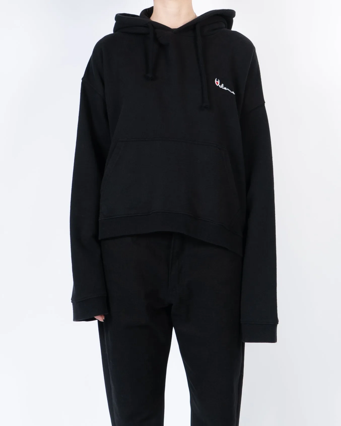 SS16 Black Champion Logo Reversible Hoodie