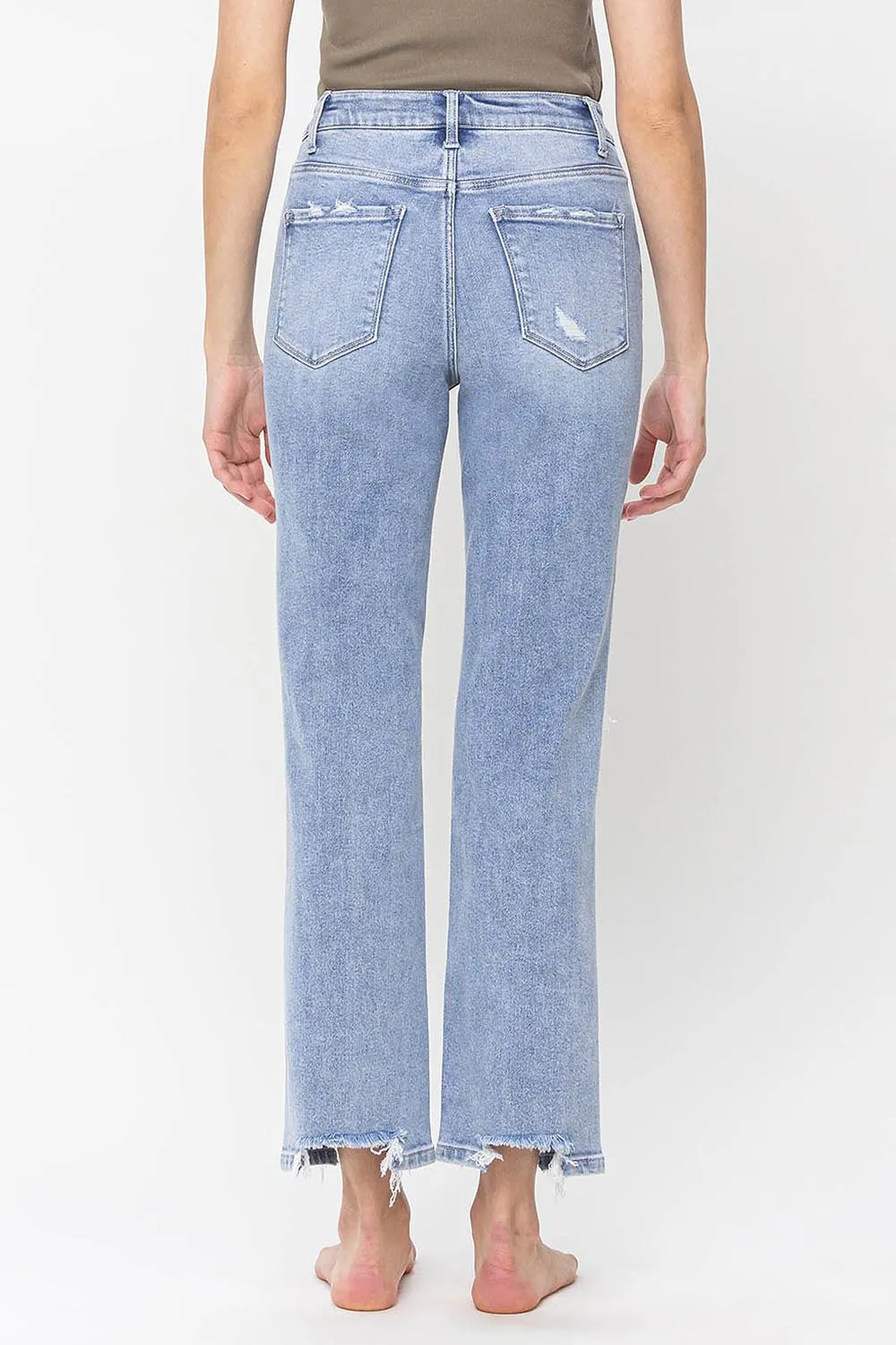 VERVET 90's High Rise Distressed Straight Jeans
